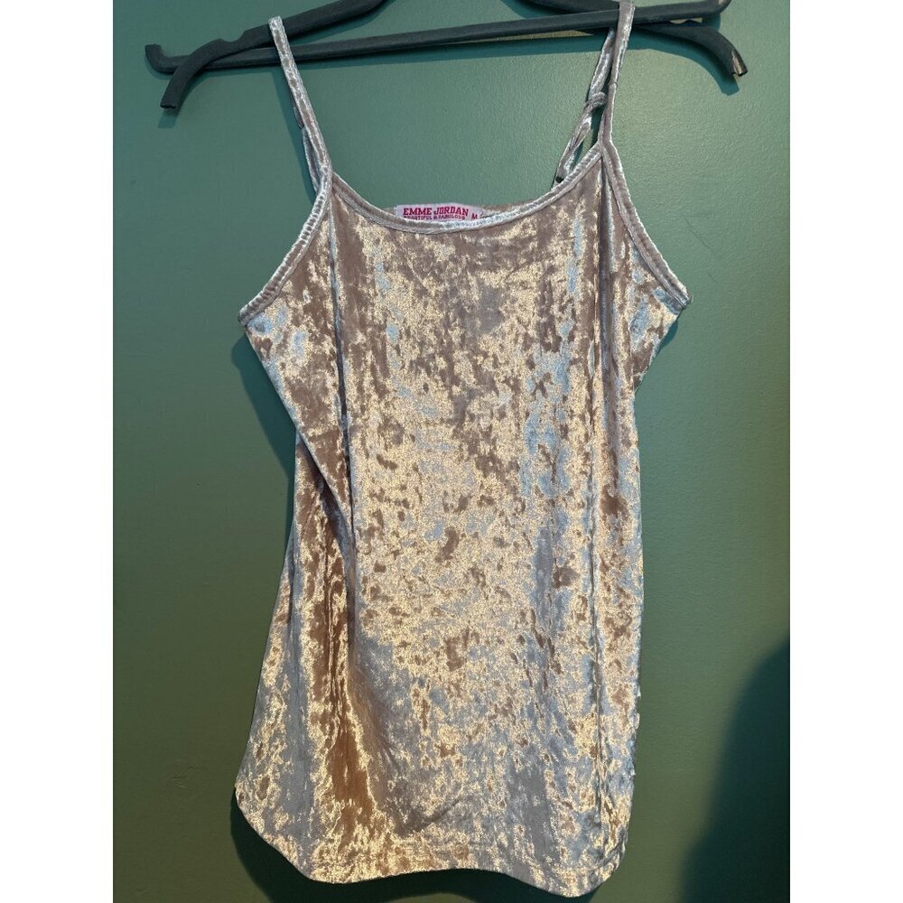 Light Pink Velvet Tank Top Women’s Size M Y2K Festival Rave Club Cottagecore - Picture 2 of 5